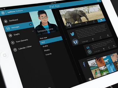 iPad App Wall Screen ios ipad ipad app joel ferrell landscape mobile posts social tablet timeline wall