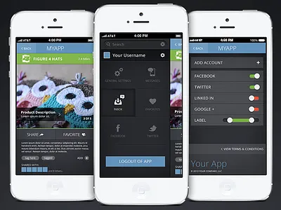 Myapp iPhone iOS App app graph ios iphone iphone app joel ferrell menu phone psd settings side menu