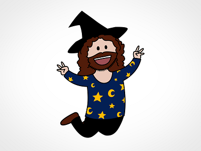 Knuspermagier beard comic cute hat illustration magic moon photoshop stars vector