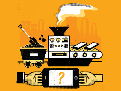 old ipad factory coal factory hand illustration ipad