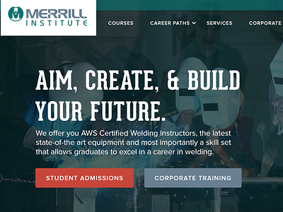 Merrill Institute (Work in Progress) buttons geared header intro nav welding