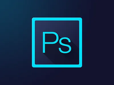 Long Shadow blue cyan icon photoshop ps shadow