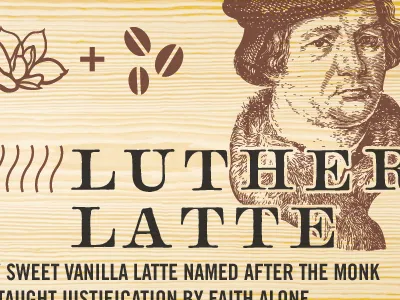 Luther Latte coffe shop menu design wood