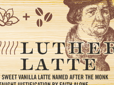 Luther Latte coffe shop menu design wood