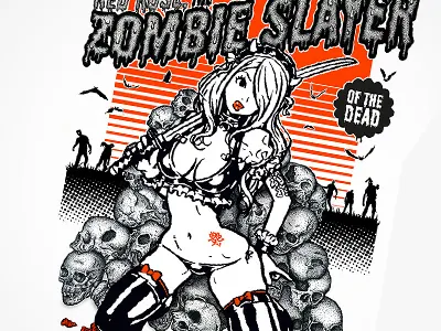 Red Rose illustration sexy zombie