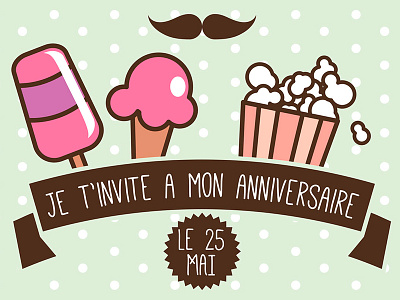 Invitation d'anniversaire enfant graphic illustration invitation kid