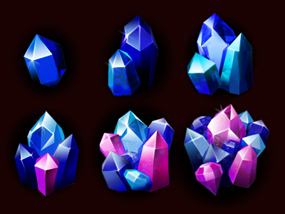 Icons blue diamonds glow icons set stones