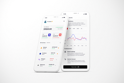 Fintech/ Crypto App UI app design banking blockchainui clean crypto cryptotrading digitalbanking fin financeapp fintech investmentapp minimal minimaldesign modern stockmarketapp trading ui user interface ux walletapp