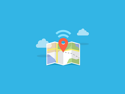 Illustration find wi-fi design flat illustration map mobile pin wave wi fi