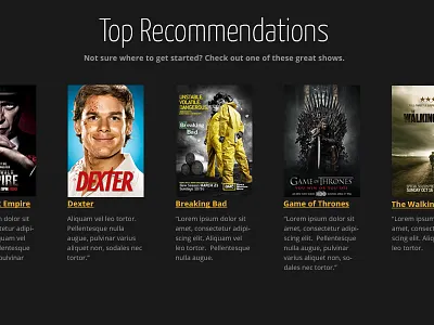 TV Home Recommendations gray home recommend posters tv type typography yellow