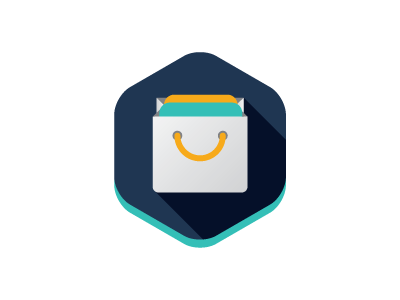 AppMarket application bag flat ico icon logo long shadow wip