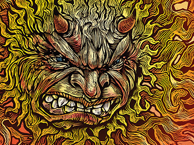 Sun Devil Color fake woodcut i hate summer photoshop