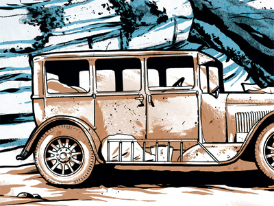 Old Car drawing illustration ink old car