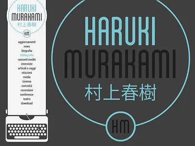 Haruki Murakami menu flat logo menu minimal murakami typewriter writer