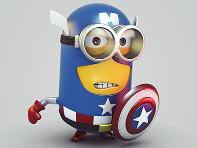 Captain Minion 3d america captain character minion shield