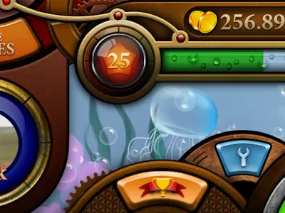 Ui game grunge level progress steampunk ui