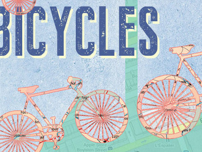 Bicycles bicycle illustration maps typography