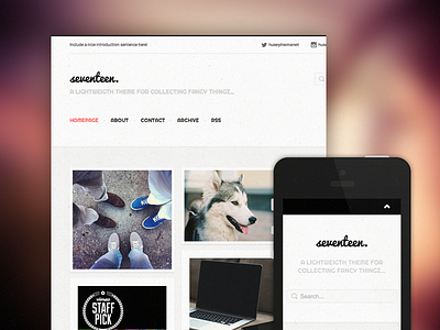 Seventeen - Responsive Tumblr Blog Theme blog grid technology theme tumblr typography white