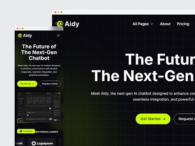 Aidy - Your Next-Gen AI Companion ai dark mode futuristic graphic design landing page ui ux web3