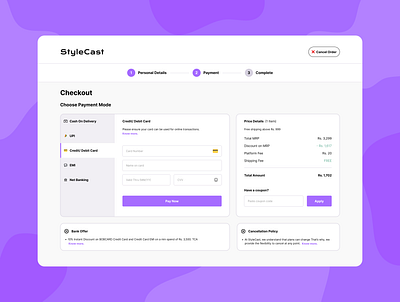 Checkout Page app checkout page checkoutpage creditcard creditcardui design dribbble ecommerceux ui uidesign uiux ux website