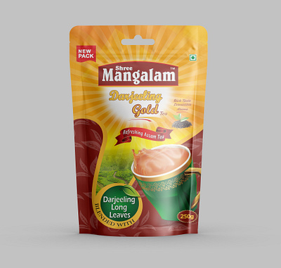 Standing Tea Pouch design box design brand design branding indian tea packaging indian tea pouch indian tea pouch design label design logo design packaging packaging design pouch design product design standing tea pouch deisgn tea tea pouch design