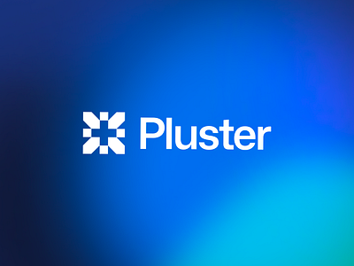 Pluster – Logo Design blue branding design flat geometrical gradient graphic design light logo mesh minimal minimalism minimalist plus typography