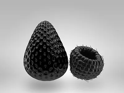 . 3d berries c4d fruits raspberry strawberry