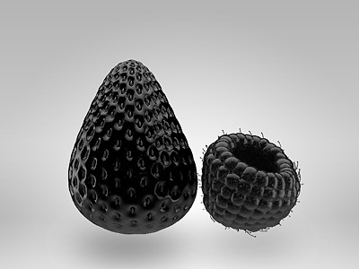 . 3d berries c4d fruits raspberry strawberry