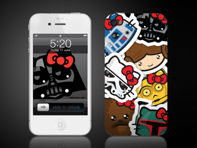 iPhone Decal cartoon character design characters decal design hello kitty illustration iphone phone starwars sticker vinyl