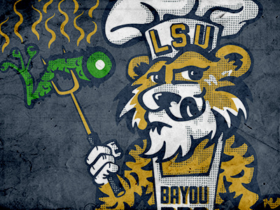 Bayou BBQ design football gameday illustration mascots rilvalry t shirt type