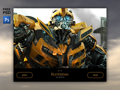 Image Slider Free PSD with buttons & rollover states. button free orange psd slider transformers