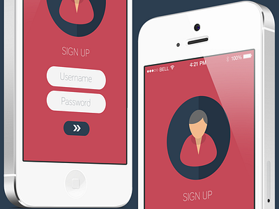 Signup app apple concept flat graphics iphone mockup ui