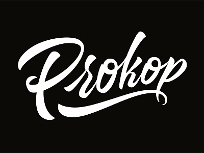 Prokop black calligraphy lettering logo