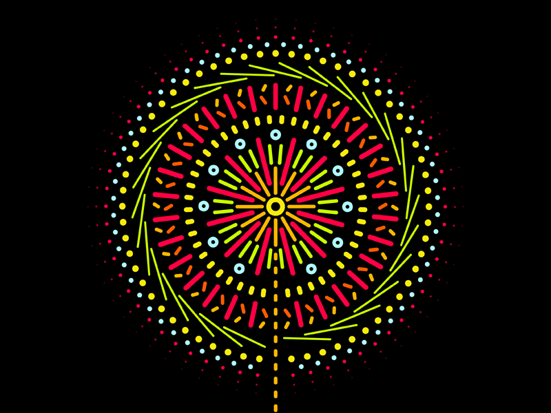 An Excessive Firework (Animation) 4th animation firework forth of july gif holiday linework neon simple summer