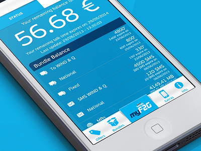 Wind F2G Status app balance iphone mb mobile operator sms status talk time telecom ui ux