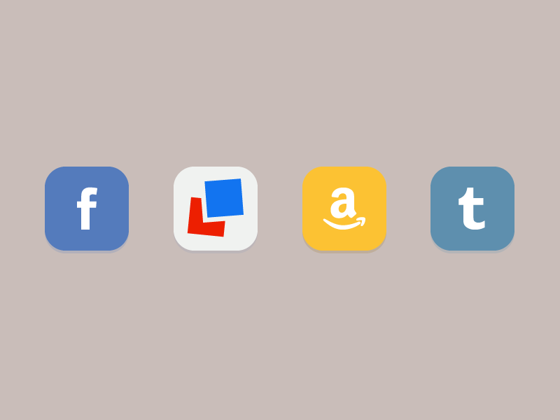 F.L.A.T. Icons a amazon design f facebook flat icon l letterpress t tumblr