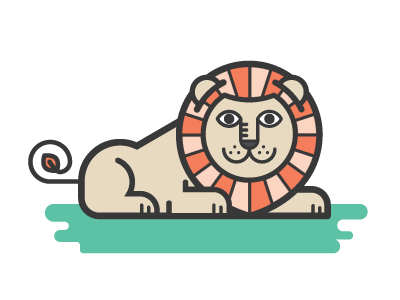 Lion grass green lion orange vector