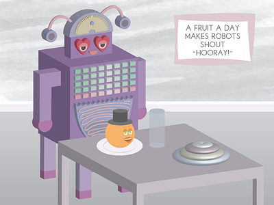 Daily Robot Fruit character fruit illustration illustrator orange robot tophat vector