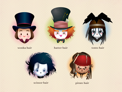 Johnny D captain jack sparrow cute edward scissorhands johnny depp kawaii mad hatter willy wonka planet pulp tonto