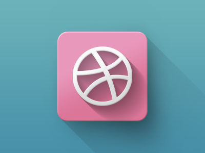 Dribbble icon flat icon long minimal realistic shadow