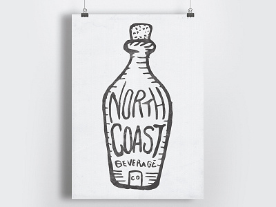 North Coast and black booty branding hand lettering illustration one color pirate process texture typeography white