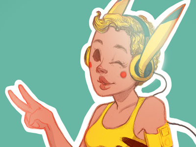 Pikachu Inspired Pin-Up Girl cute fan art girl illustration pikachu pin up pokemon