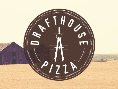 Drafthouse Pizza drafting grunge logo pizza vintage