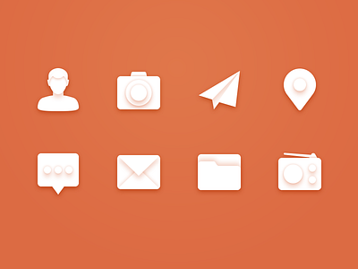 Simple Icons camera contact folder icons location mail message radio send simple
