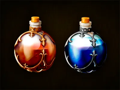 Bottles bottle game gold icon illustration potion power silver