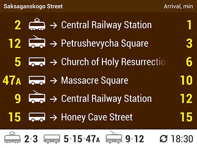 Timetable Display Update black clean contrast dashboard grid interface mobile public timetable transport yellow