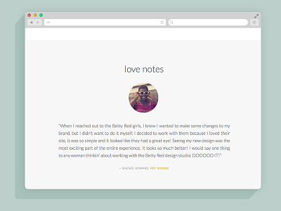 love notes betty red design portfolio relaunch slideshow testimonials web design