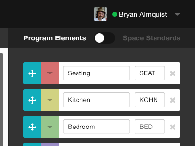 Program Elements application architecture drag toggle tom web