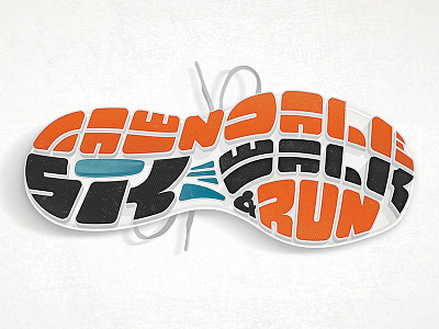 Lawndale 5K Illustration - Revised illustration race run shoe tread typography