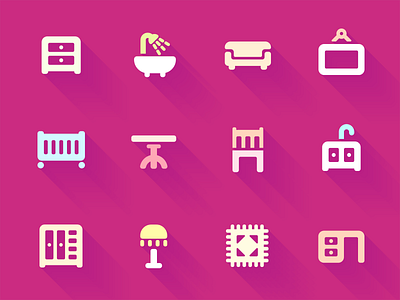 Cosmo Furniture cosmo flat furniture glyph icojam icon set icons vector